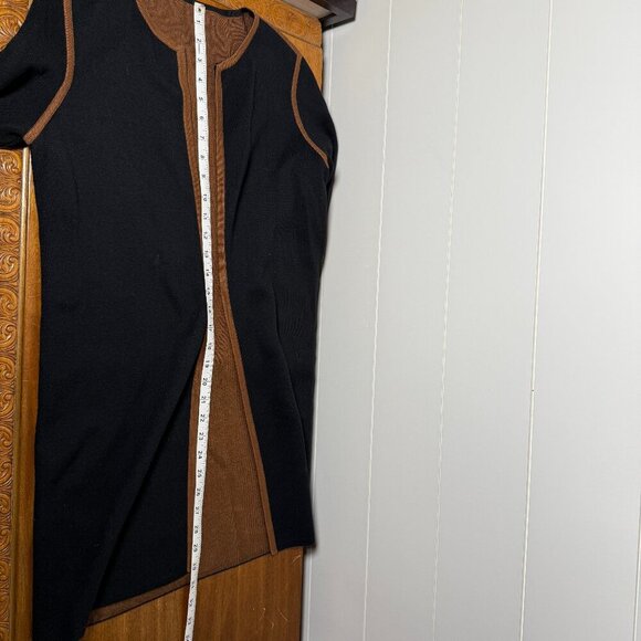 Black/Camel Reversible Open Cardigan Sweater Split Sleeves - Picture 5 of 10